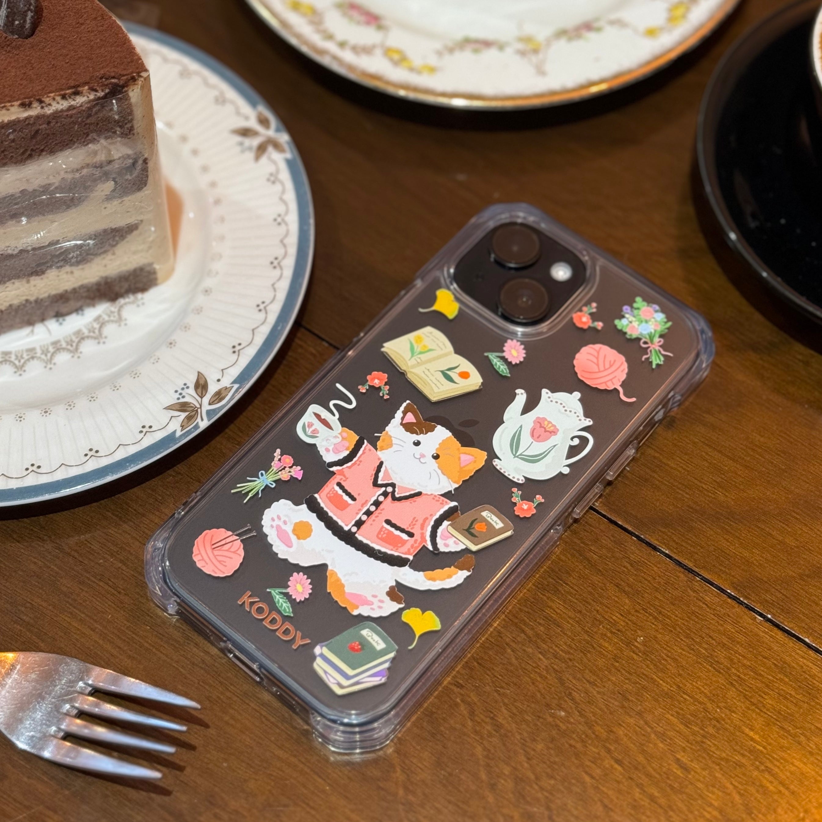 KODDY's Cute Calio Cat Flower Tea Phone Case - KODDY