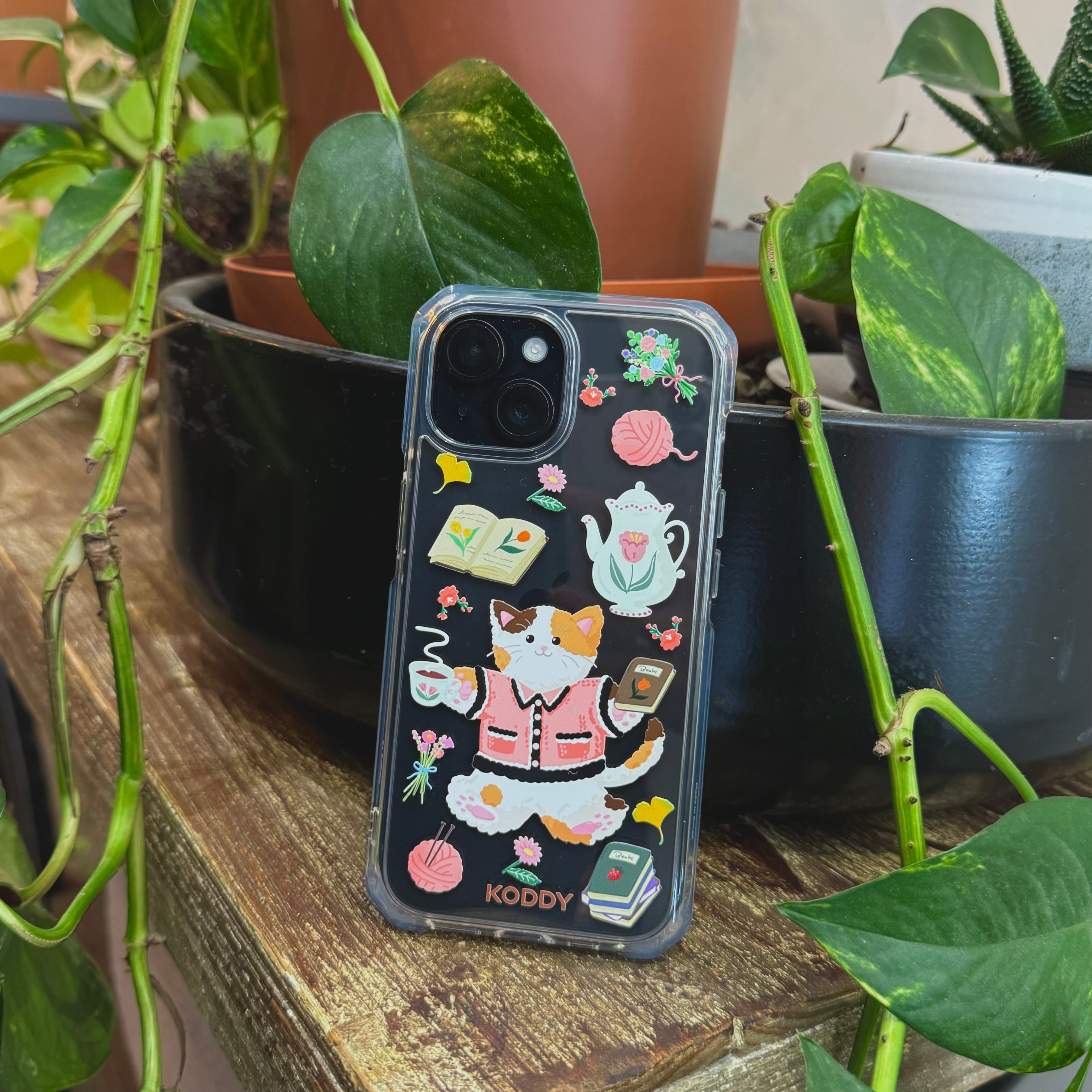 KODDY's Cute Calio Cat Flower Tea Phone Case - KODDY