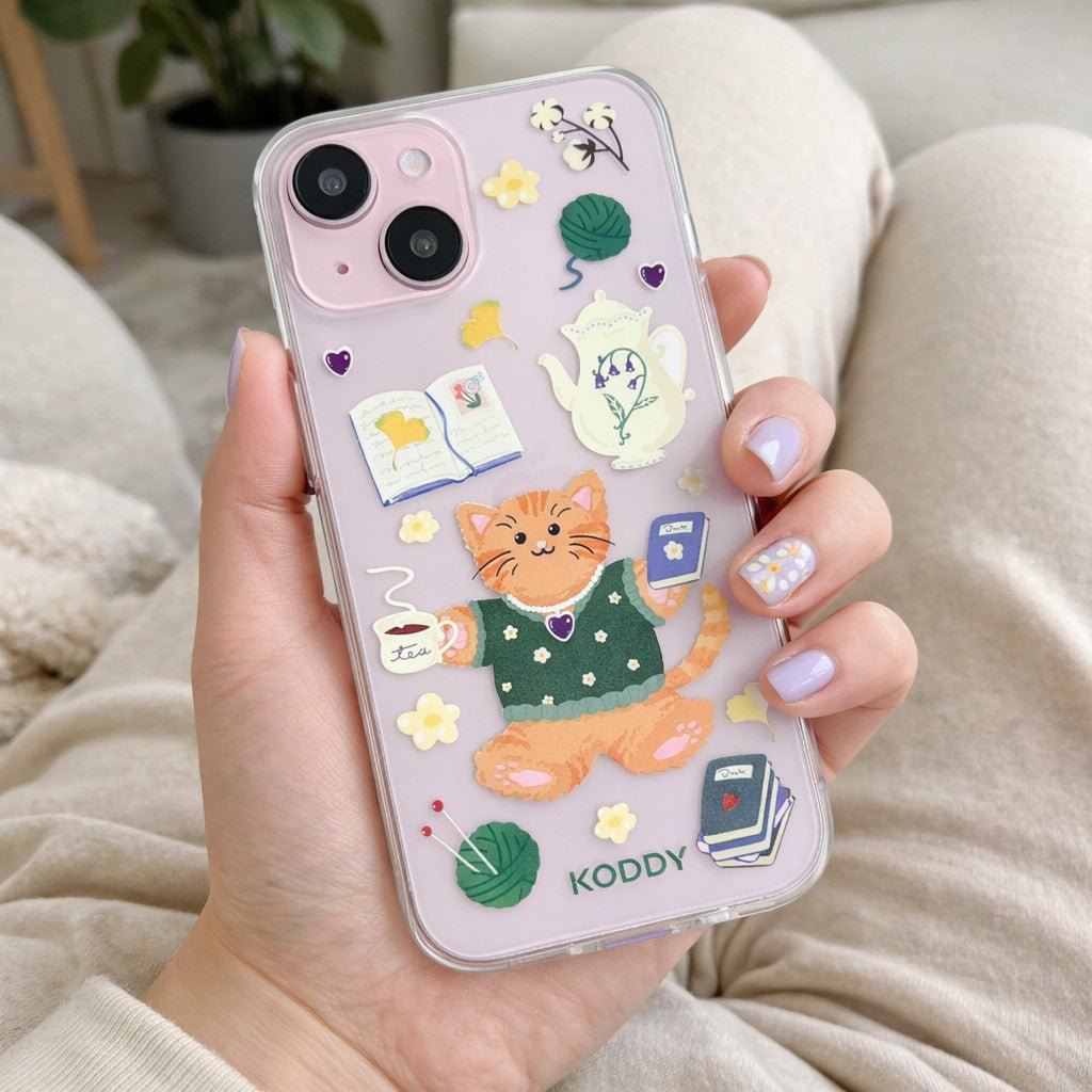 KODDY's Cute Cheese Cat Jasmin Tea Time Phone Case - KODDY