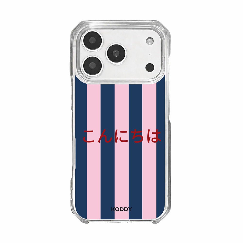 Konnichiwa Japanise Greeting Retro Stripe Phone Case-KODDY aesthetic iphone case UK