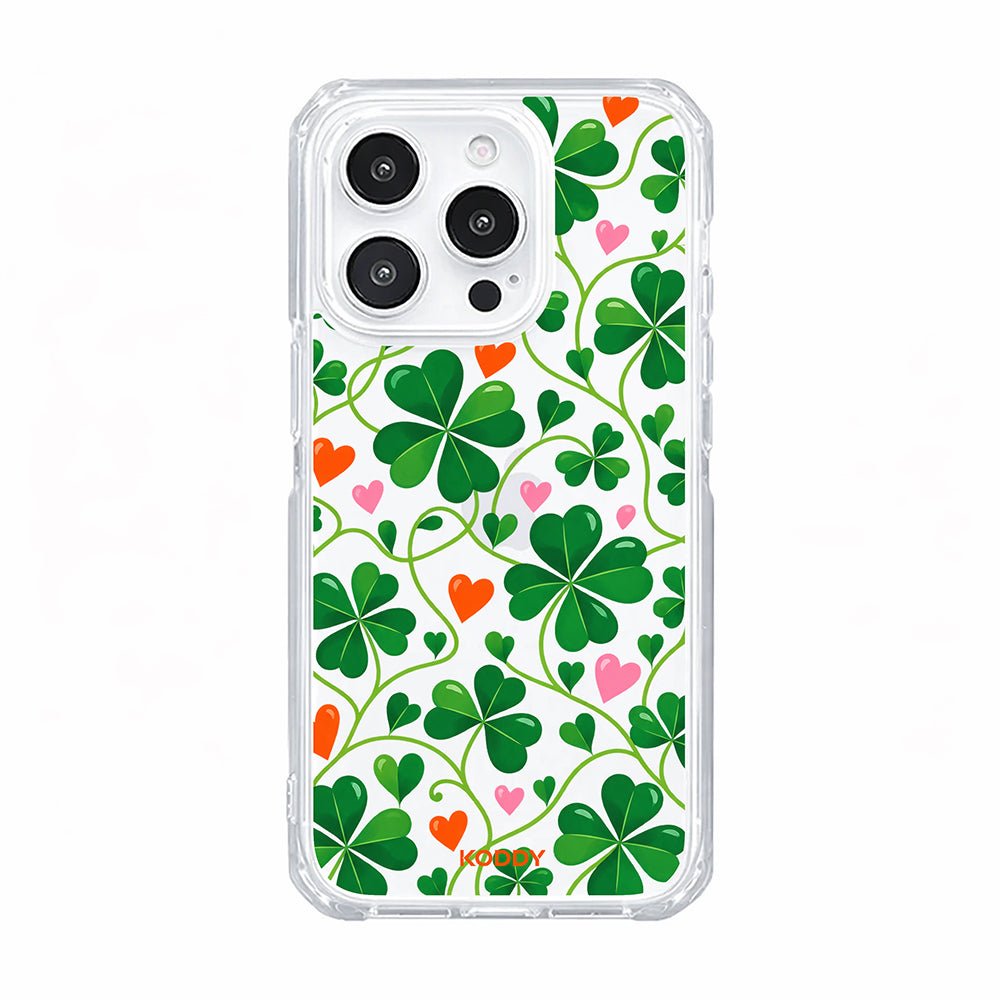 Lucky Green Clover Clear Phone Case