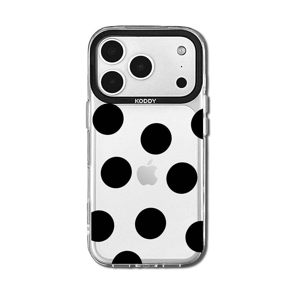 Monochrome Black Polka Dot Clear iPhone Case
