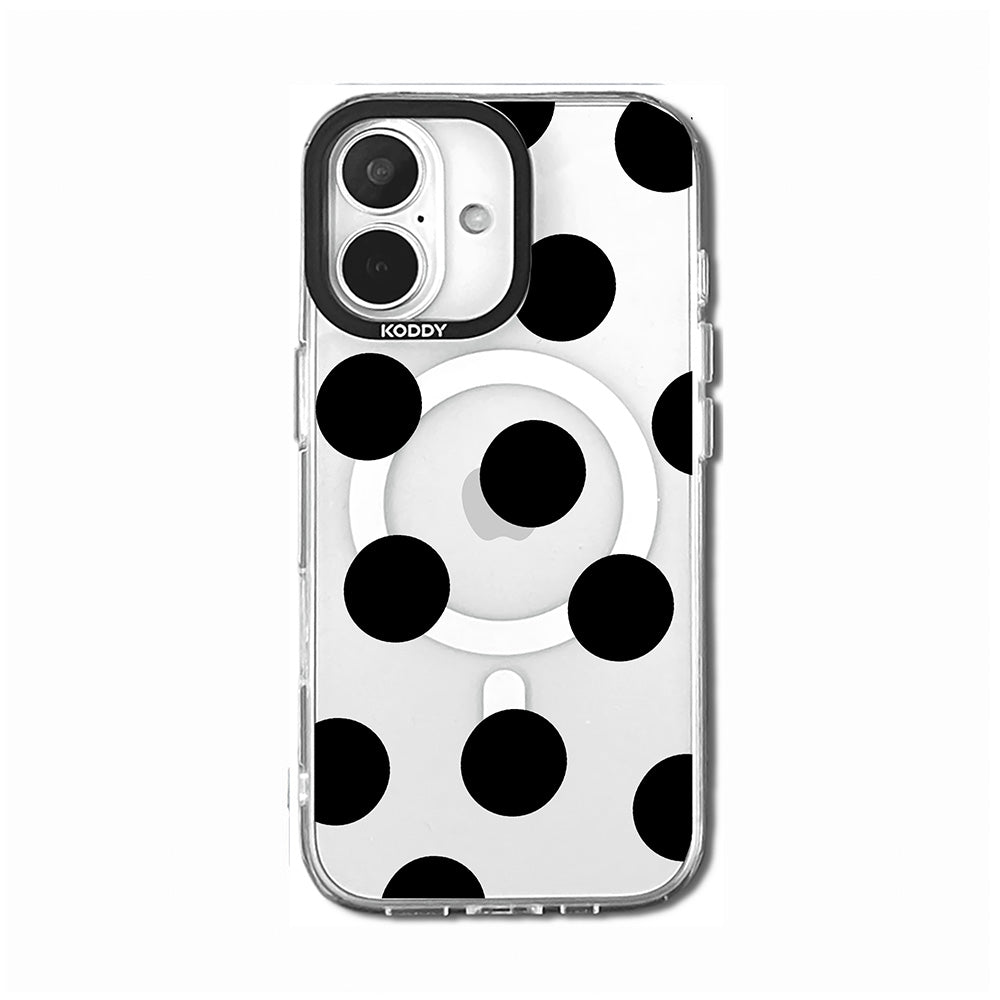Monochrome Black Polka Dot Clear iPhone Case