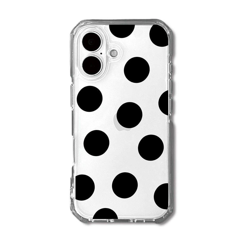 Monochrome Black Polka Dot Clear Phone Case
