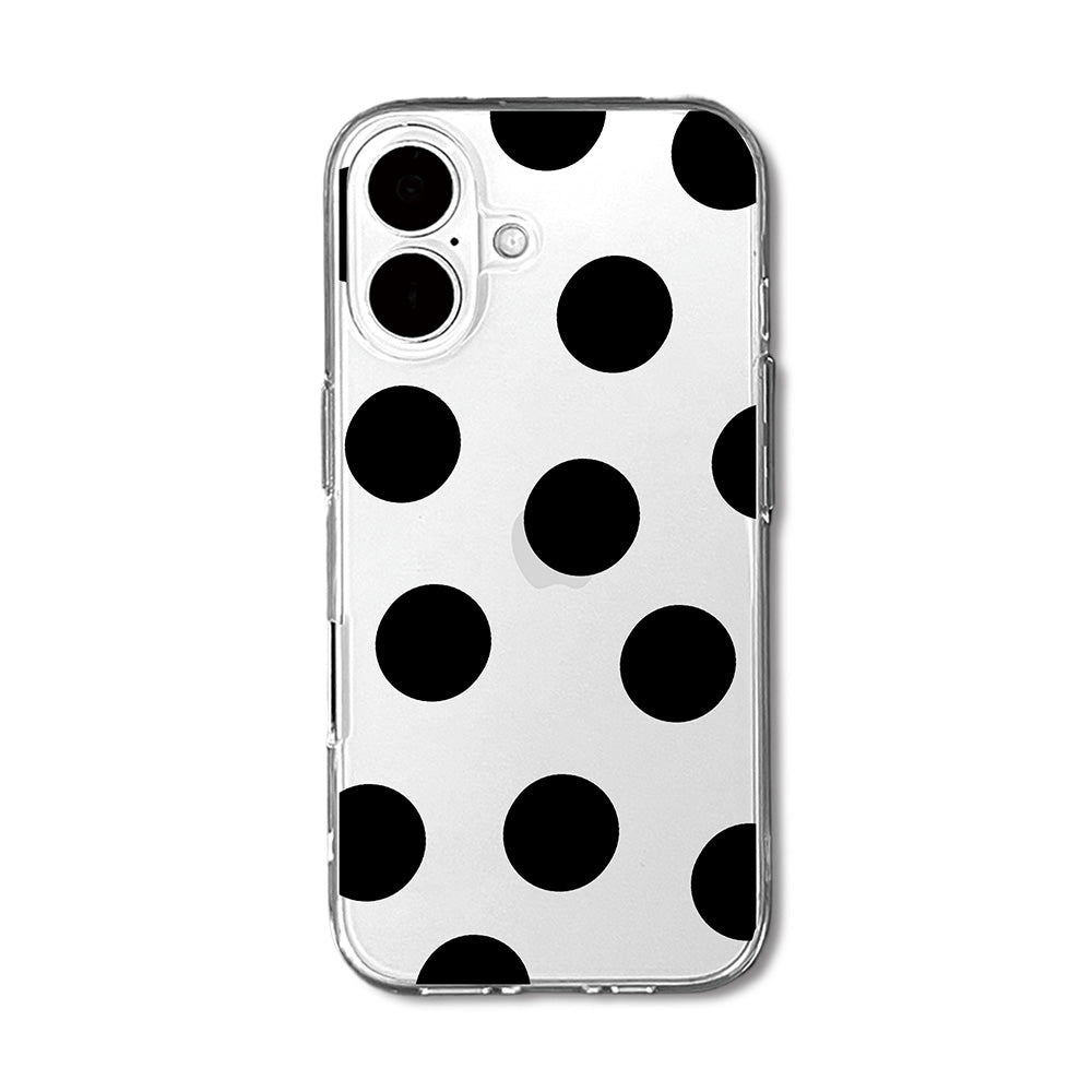 Monochrome Black Polka Dot Clear Phone Case