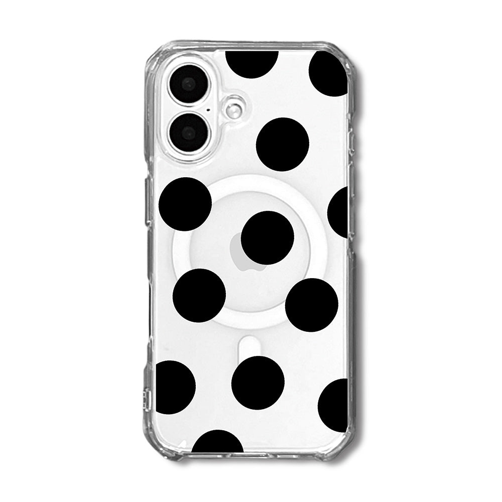 Monochrome Black Polka Dot Clear Phone Case