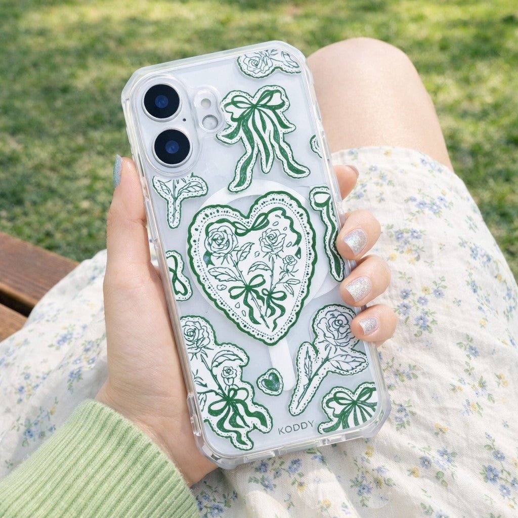 Moss Green Lace Protective Phone Case - KODDY
