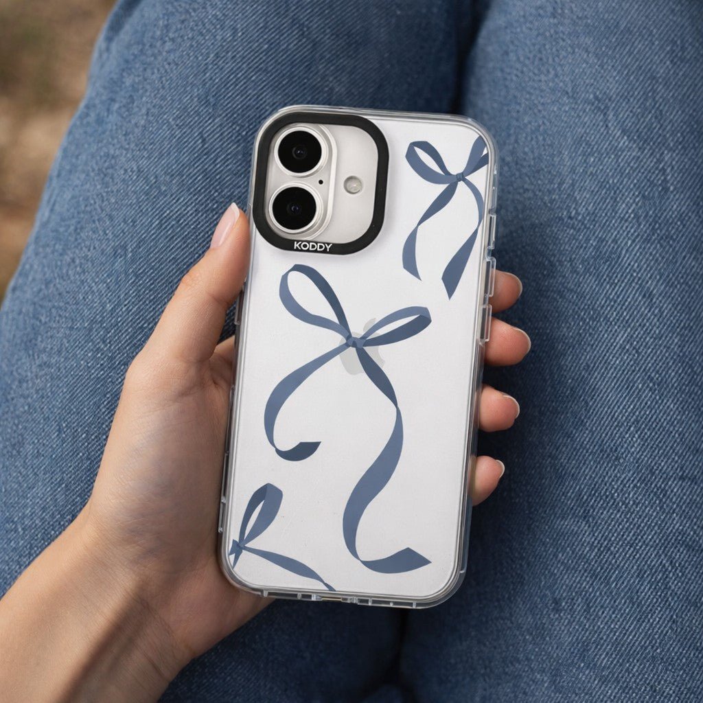Navy Ribbon Bow iPhone Case - KODDY aesthetic iphone case UK
