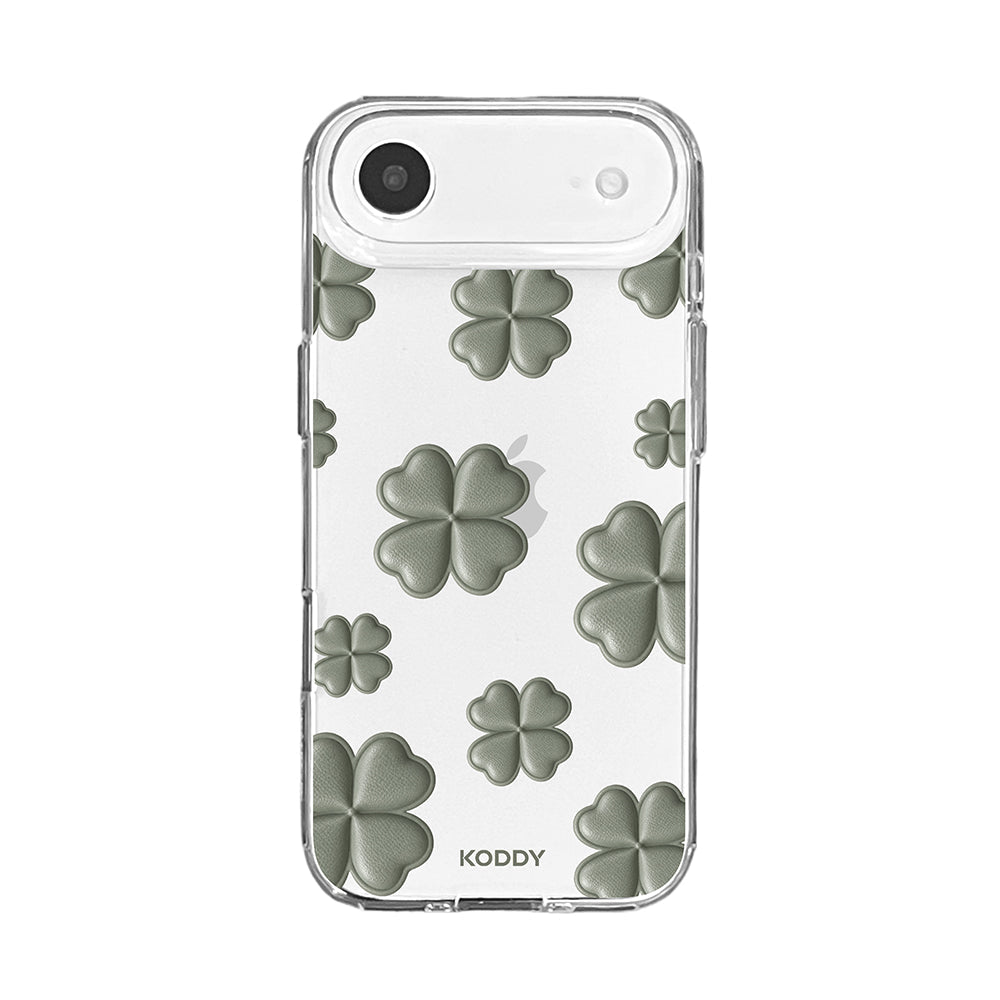 Olive Green Lucky Clover Clear Phone Case