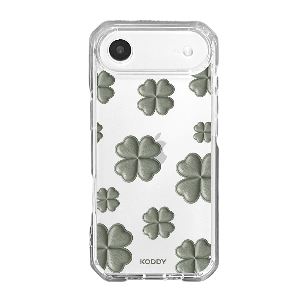Olive Green Lucky Clover Clear Phone Case