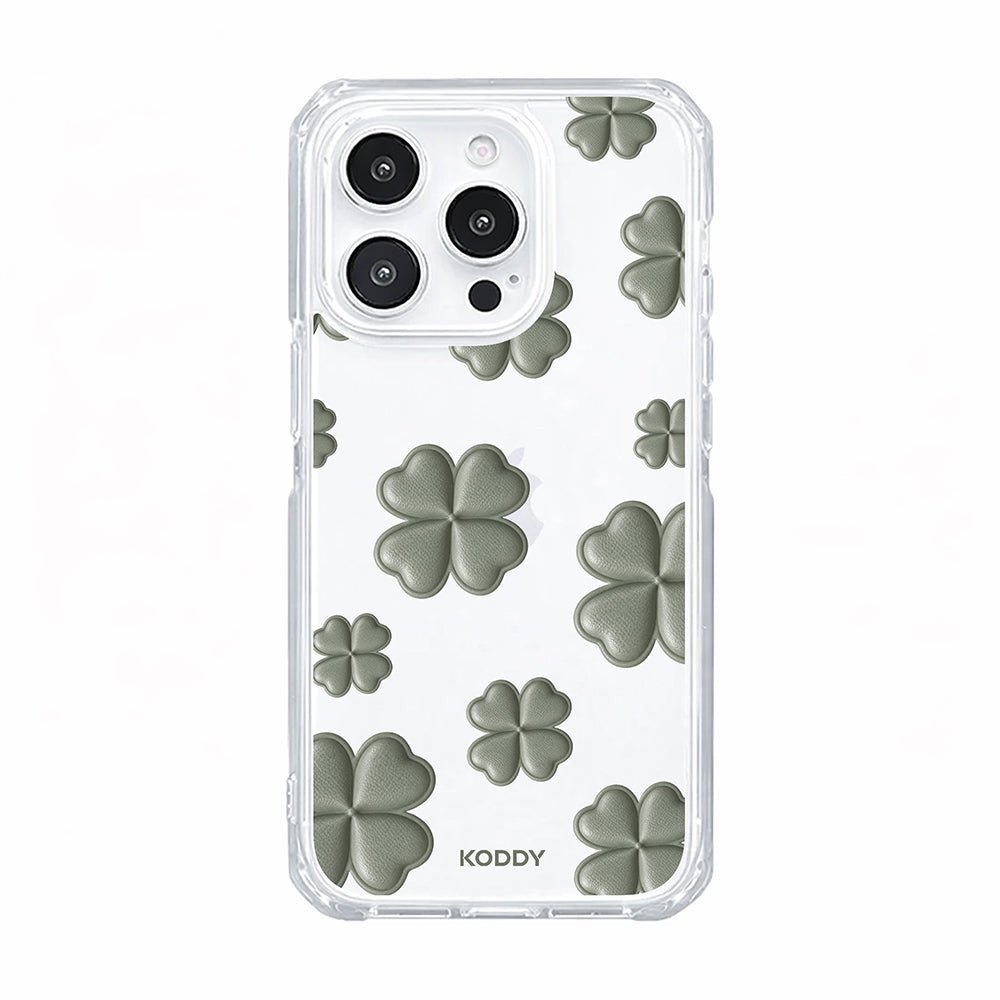 Olive Green Lucky Clover Clear Phone Case