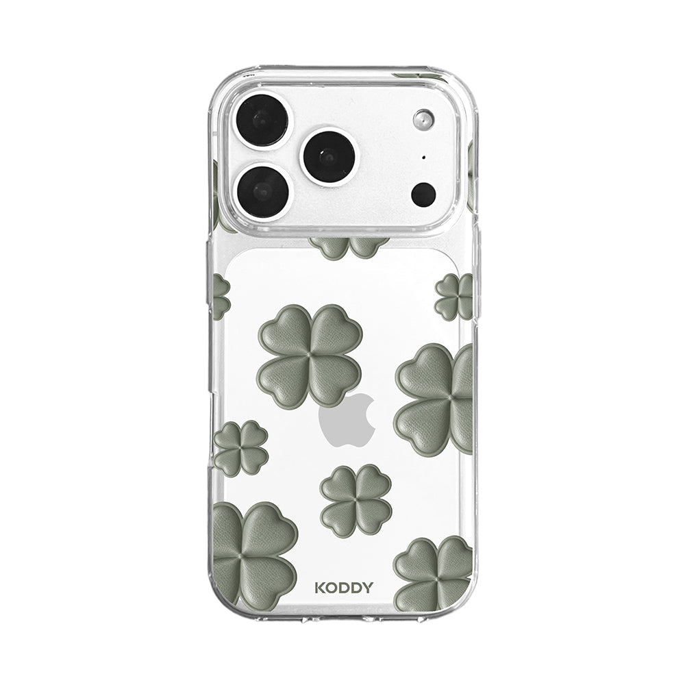 Olive Green Lucky Clover Clear Phone Case