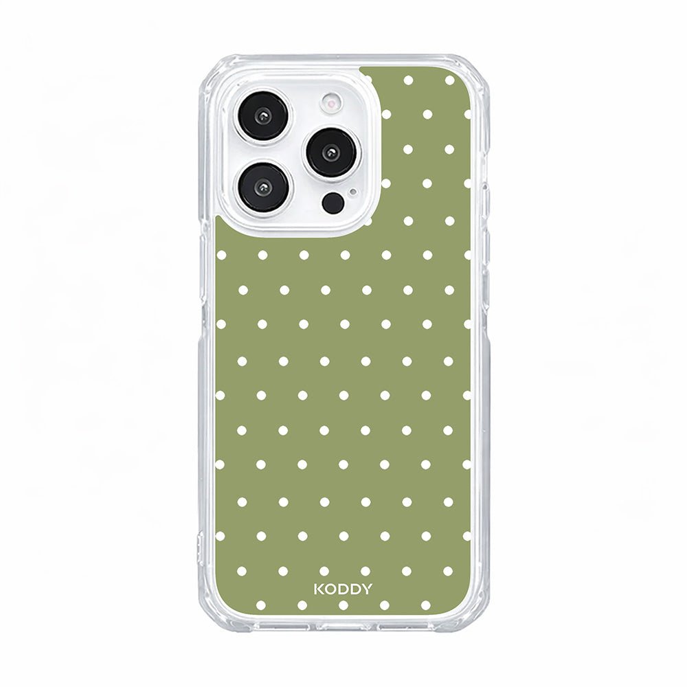 Olive Green Polka Dot Clear Phone Case-KODDY