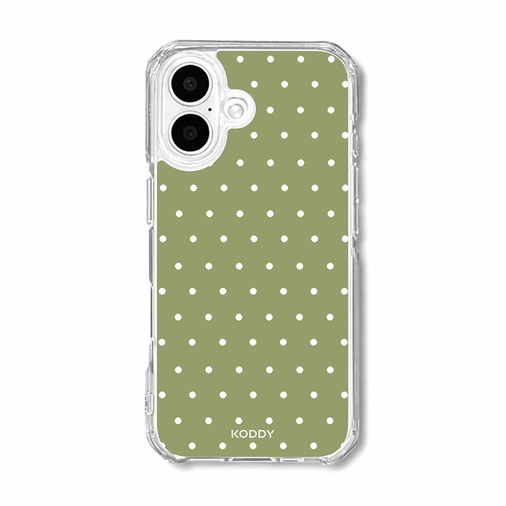Olive Green Polka Dot Clear Phone Case-KODDY