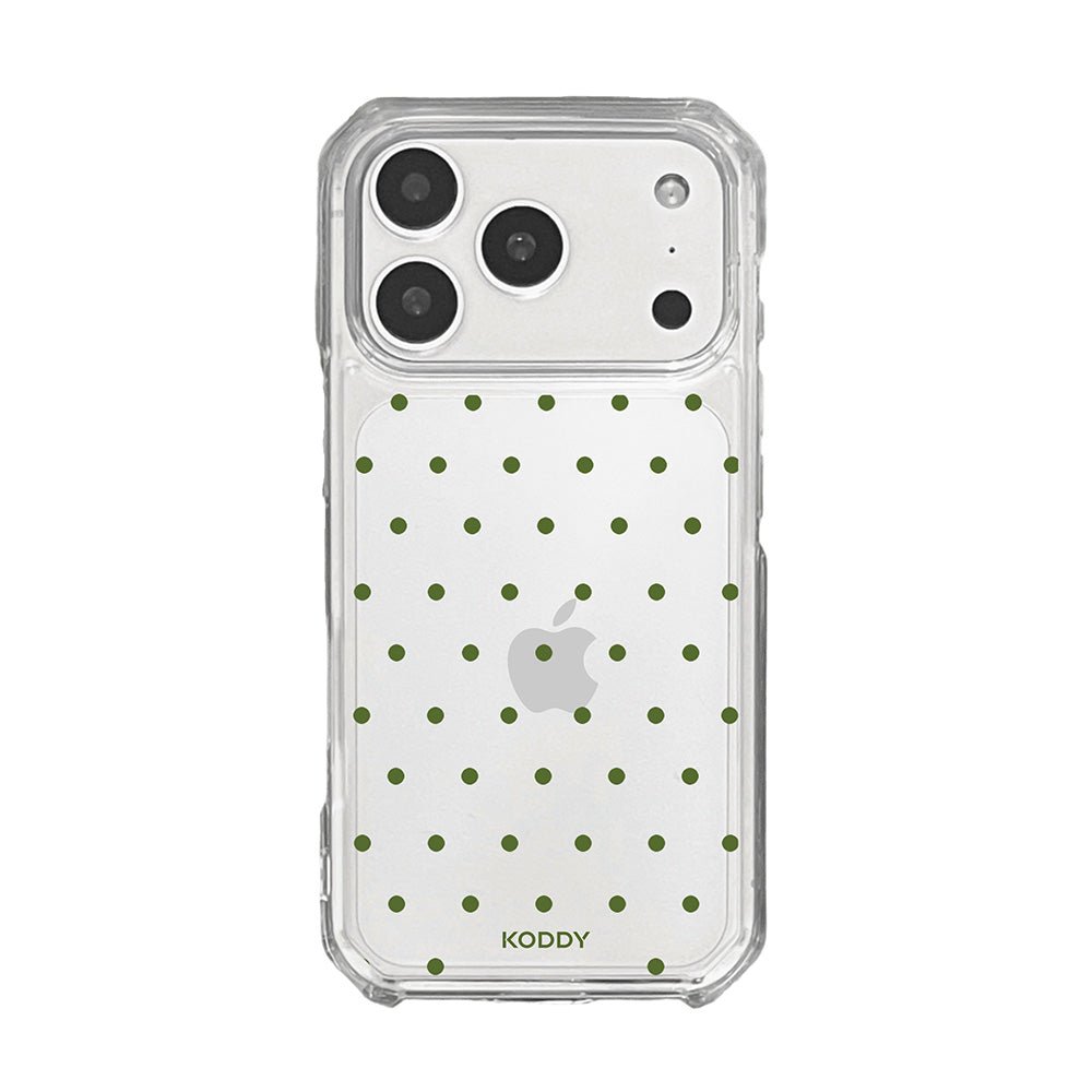 Olive Green Polka Dot Clear Phone Case-KODDY