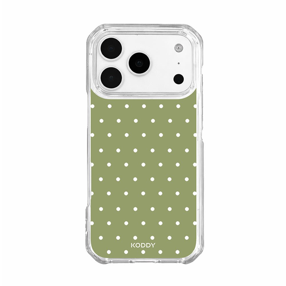 Olive Green Polka Dot Clear Phone Case-KODDY