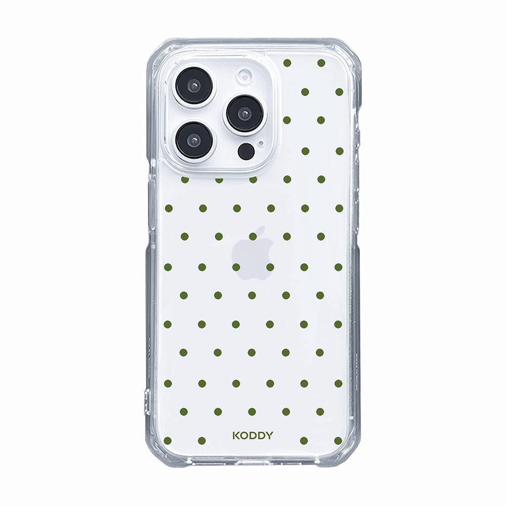 Olive Green Polka Dot Clear Phone Case-KODDY