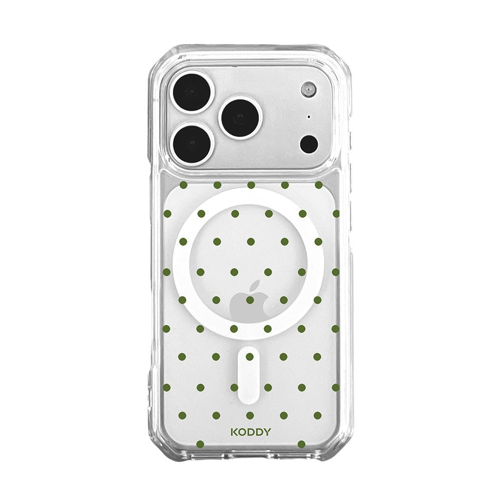 Olive Green Polka Dot Clear Phone Case-KODDY