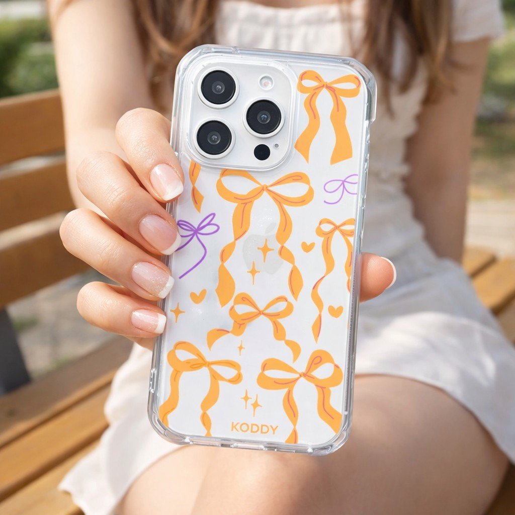 Orange Ribbon Bow Phone Case - KODDY aesthetic iphone case UK