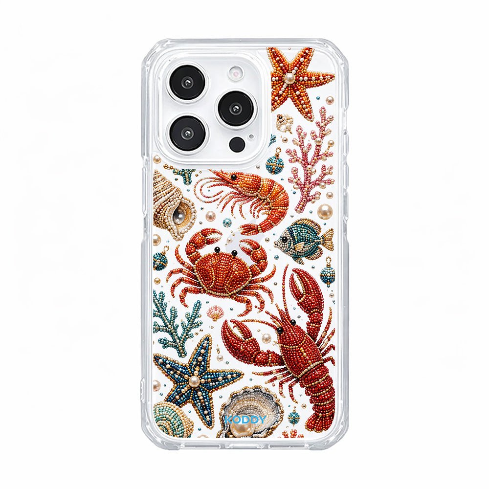 Pearl Beaded Ocean Life Clear Phone Case