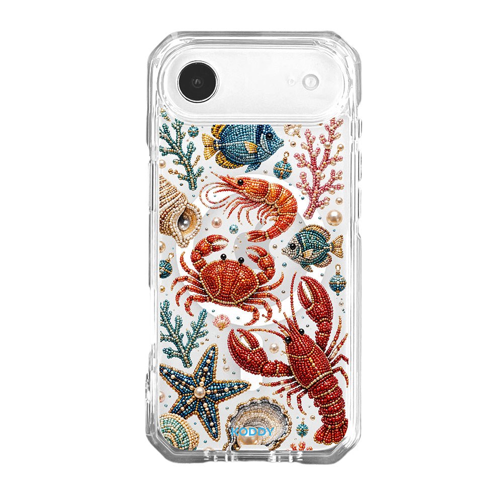Pearl Beaded Ocean Life Clear Phone Case