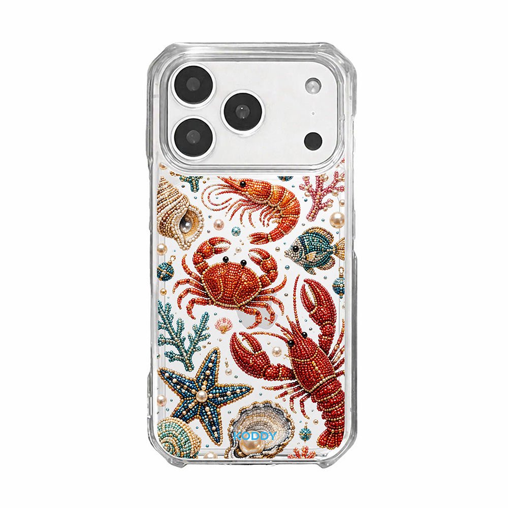 Pearl Beaded Ocean Life Clear Phone Case