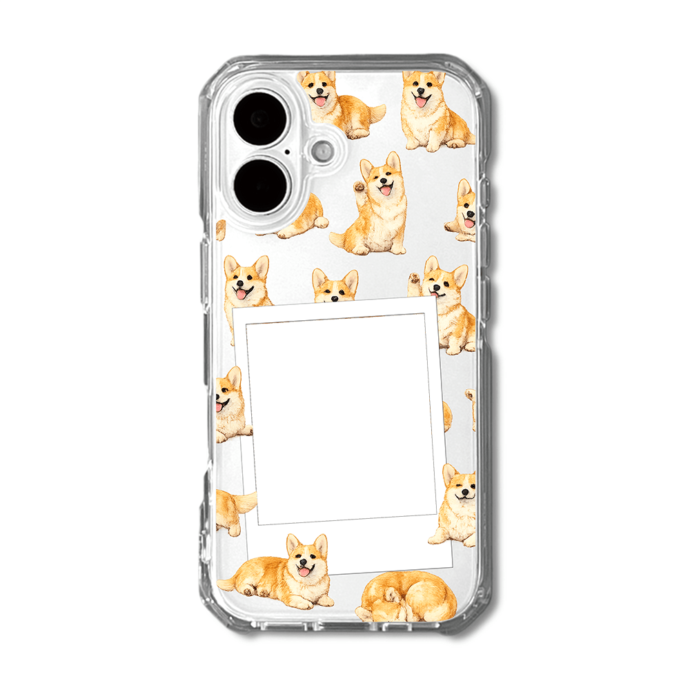 Personalised Happy Corgi Polaroid Photo Phone Case - KODDY