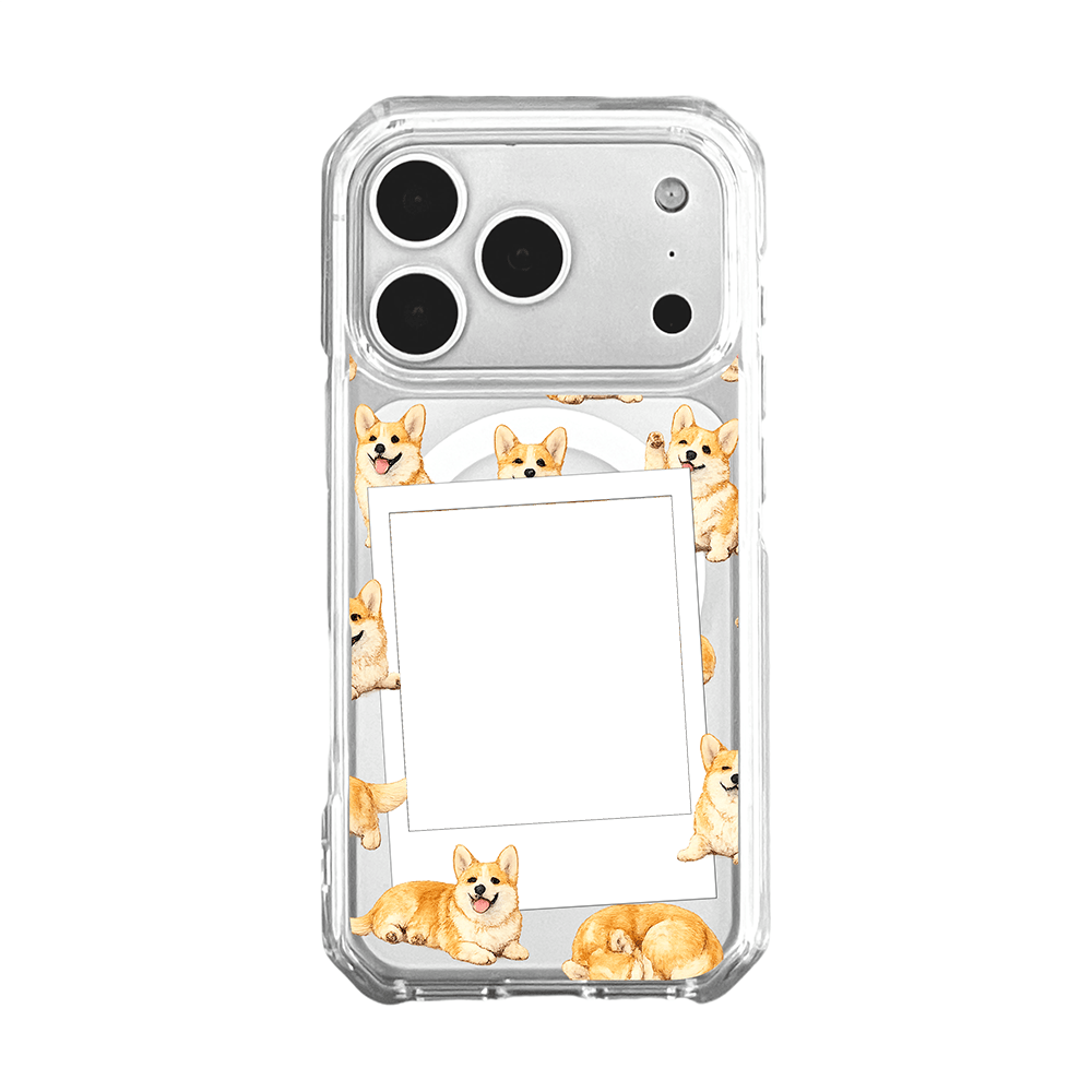 Personalised Happy Corgi Polaroid Photo Phone Case - KODDY