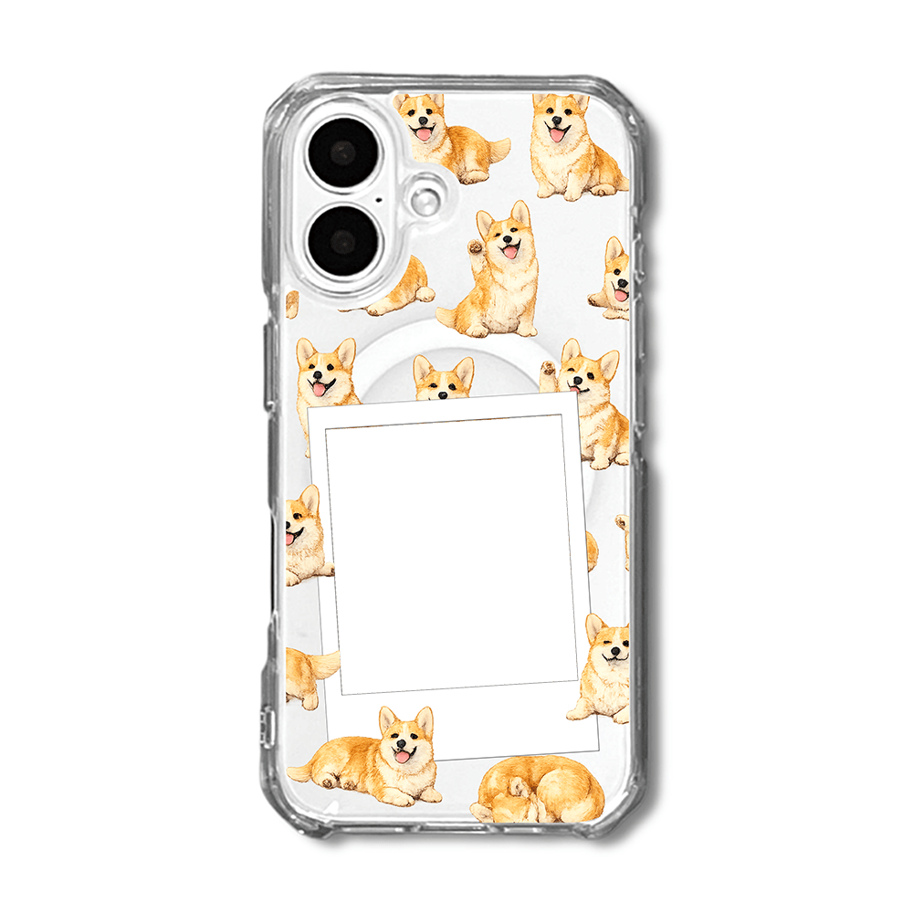 Personalised Happy Corgi Polaroid Photo Phone Case - KODDY
