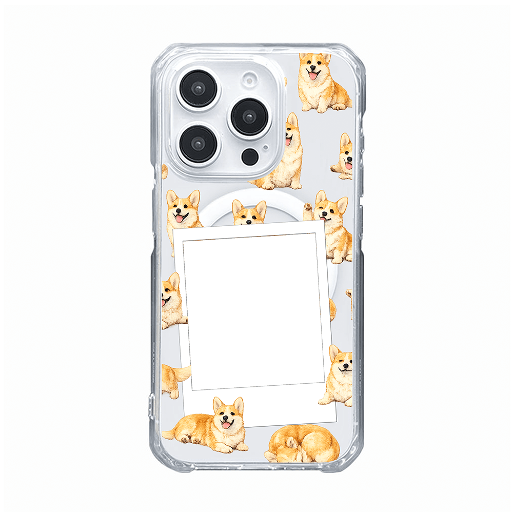 Personalised Happy Corgi Polaroid Photo Phone Case - KODDY