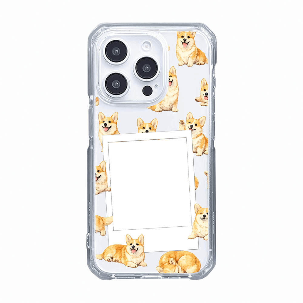 Personalised Happy Corgi Polaroid Photo Phone Case - KODDY