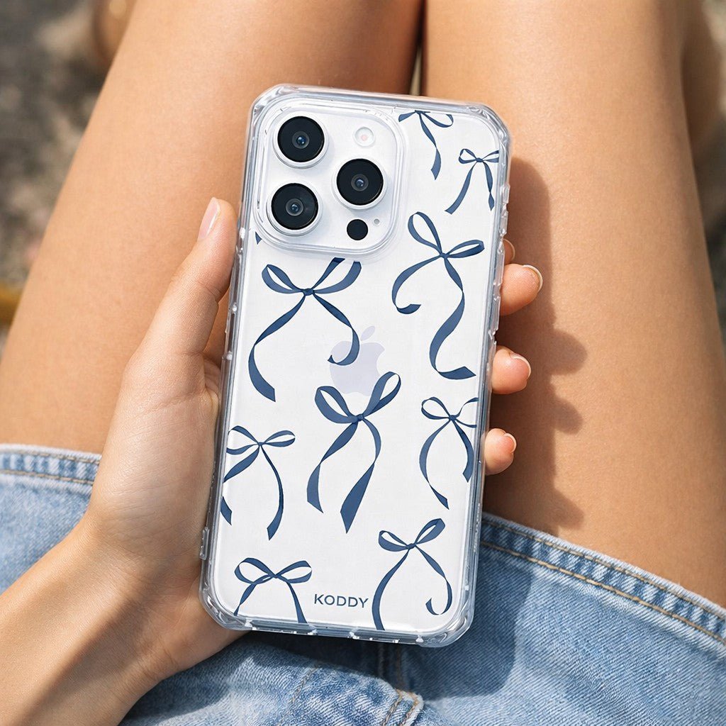 Petite Navy Ribbon Bows Phone Case - KODDY aesthetic iphone case UK