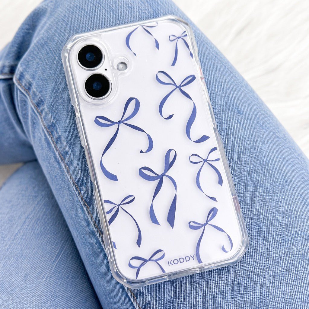 Petite Navy Ribbon Bows Phone Case - KODDY
