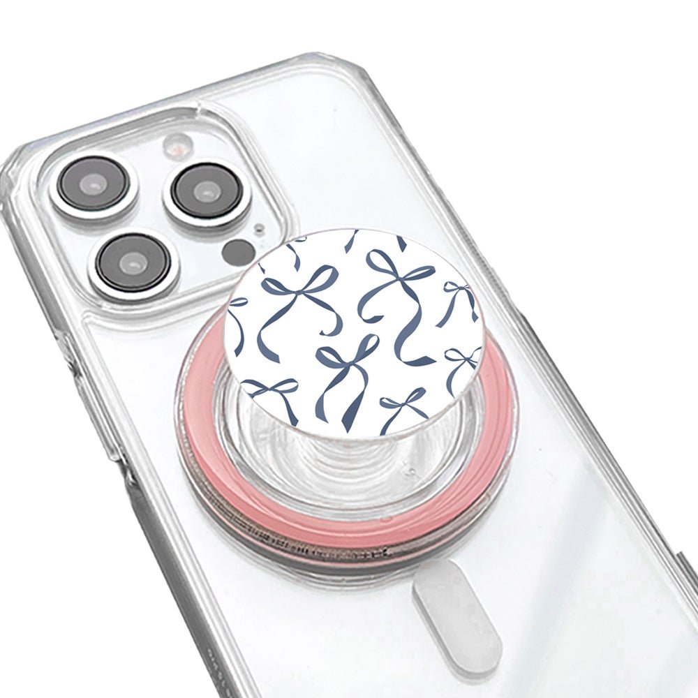 Petite Navy Ribbon Bows Phone Grip - KODDY