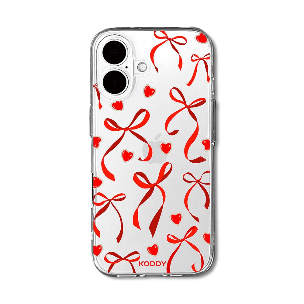 Petite Red Ribbon Bow and Heart Phone Case - KODDY