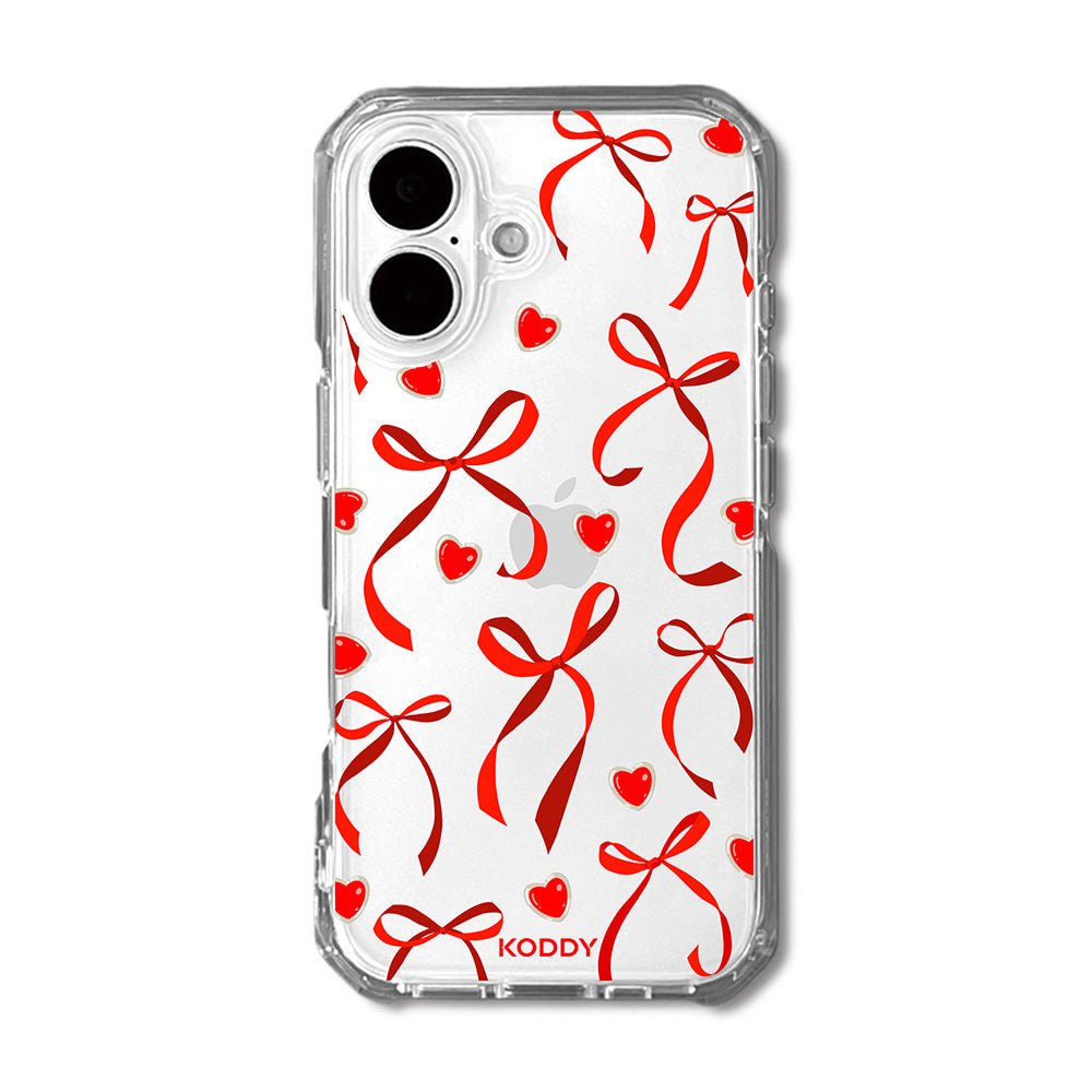 Petite Red Ribbon Bow and Heart Phone Case - KODDY