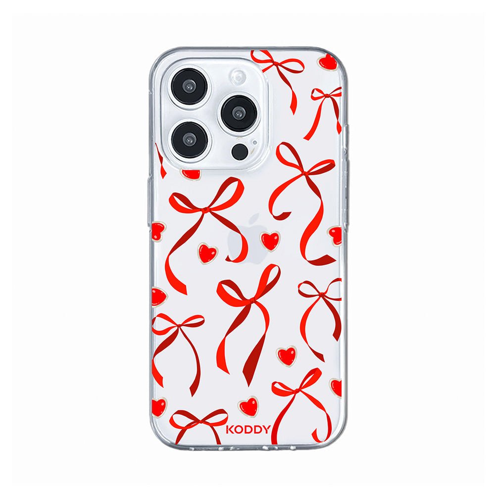 Petite Red Ribbon Bow and Heart Phone Case - KODDY