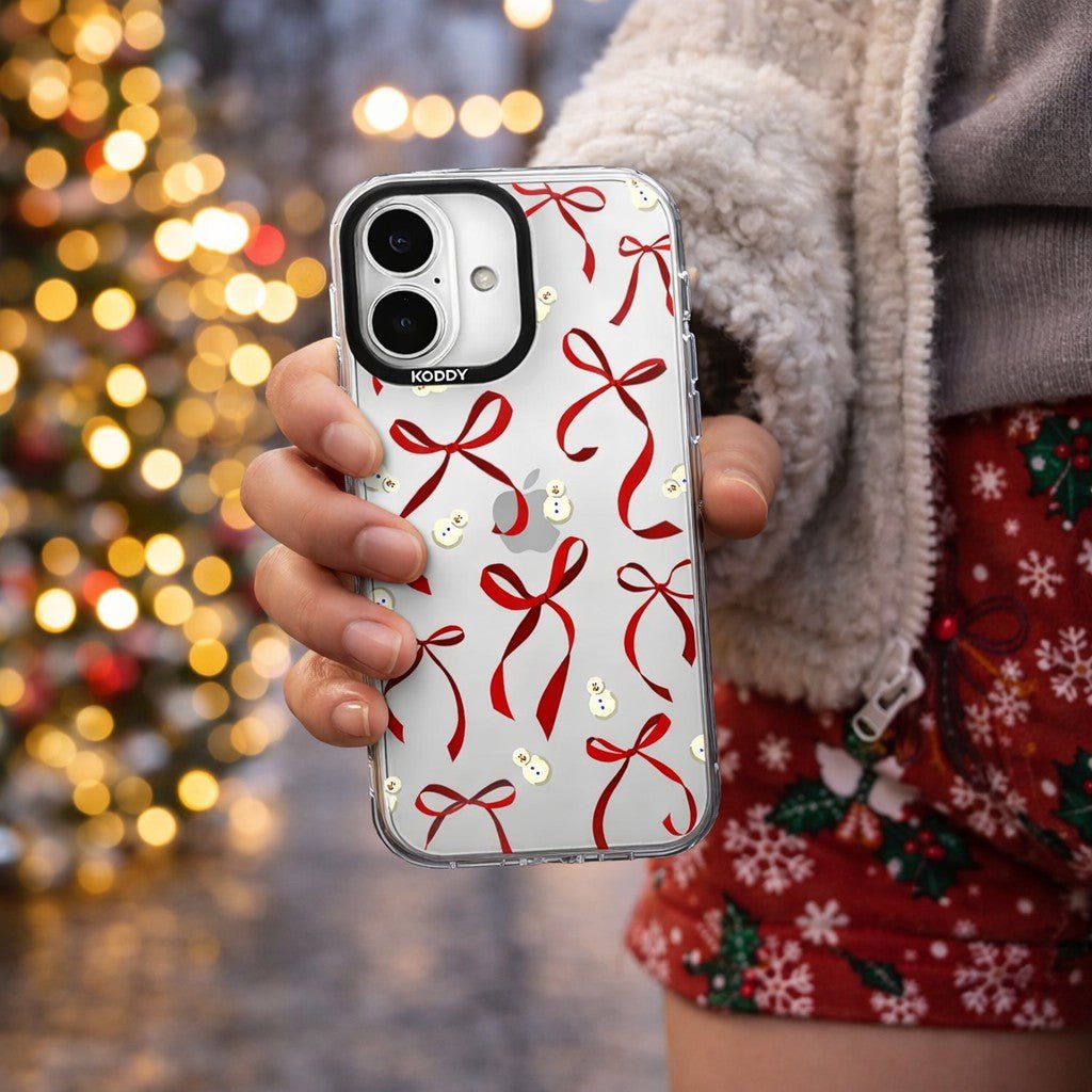 Petite Red Ribbon Bows and Snowmen iPhone Case - KODDY aesthetic iphone case UK