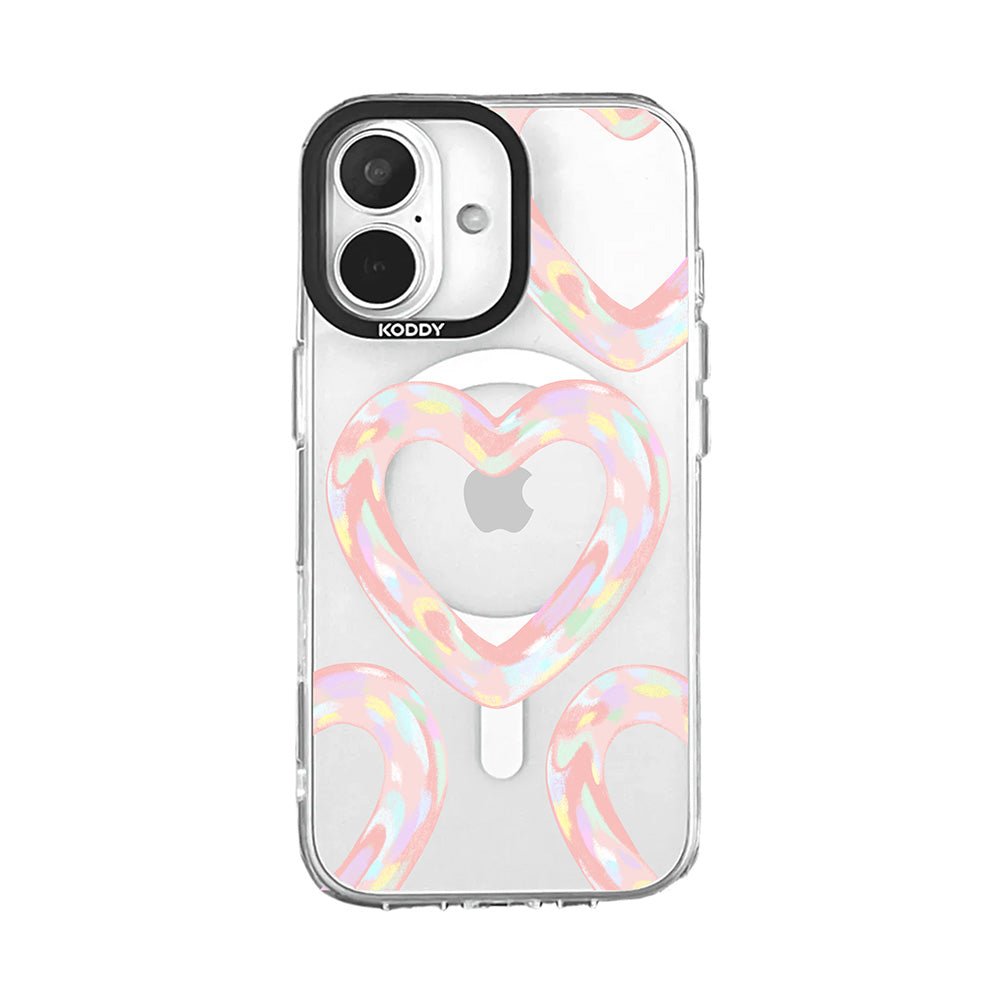 Pink Bubble Pattern Hearts iPhone Case - KODDY