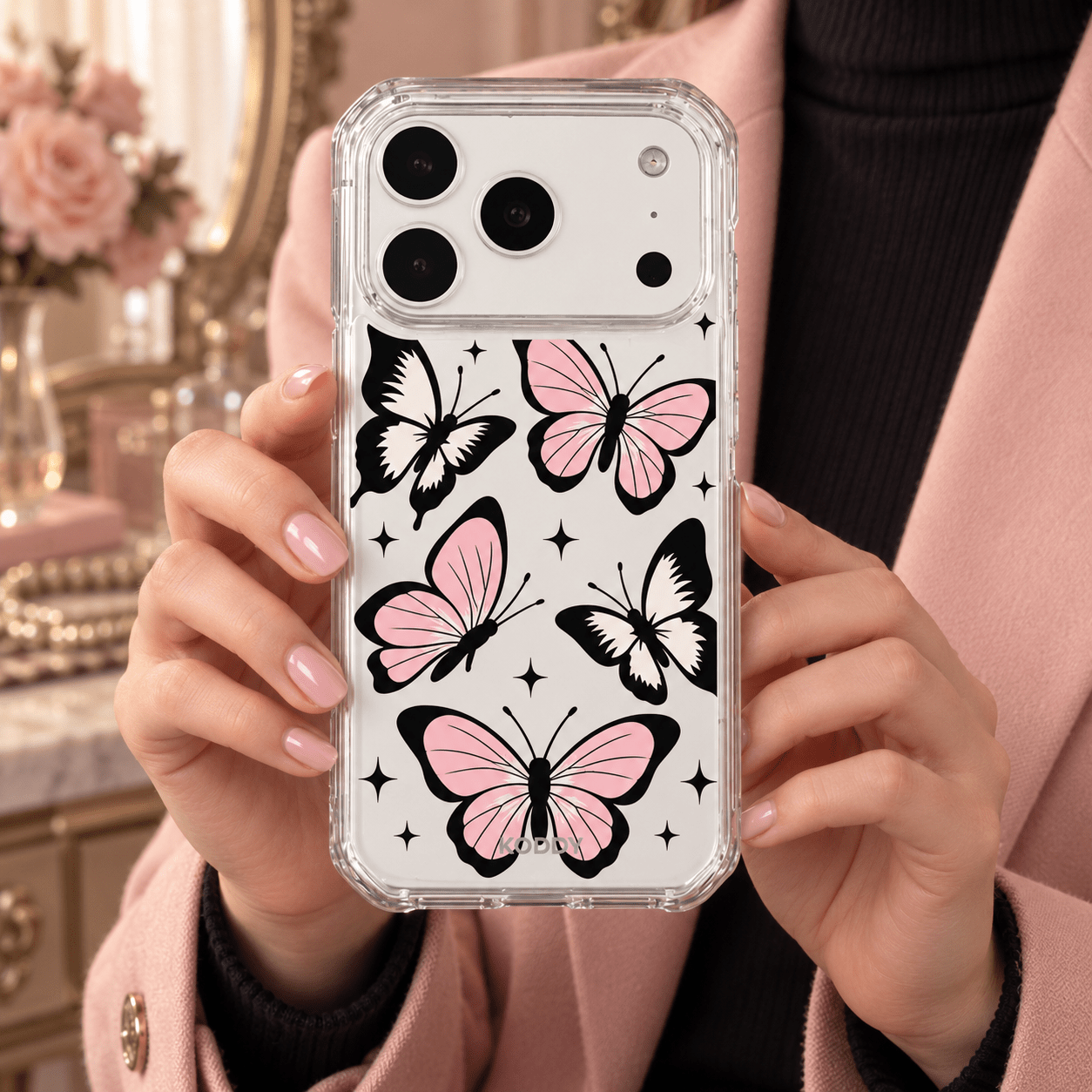Pink Butterfly & Sparkle Aesthetic Phone Case-KODDY aesthetic iphone case UK