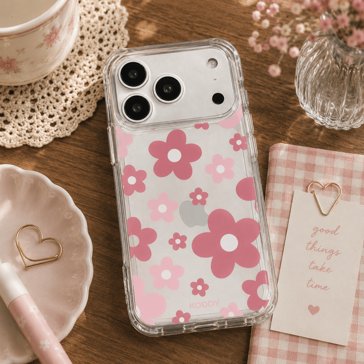 Pink Daisy Aesthetic Floral Phone Case-KODDY aesthetic iphone case UK