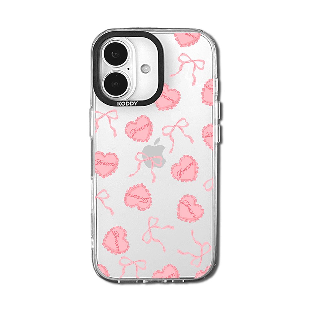 Pink Dream Heart Cushion and Ribbon iPhone Case