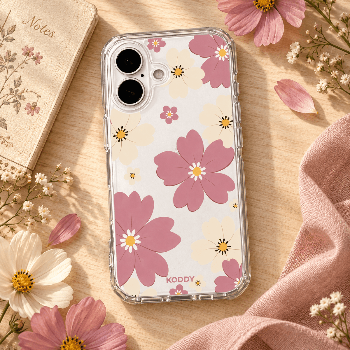 Pink Floral Aesthetic Clear Phone Case-KODDY aesthetic iphone case UK