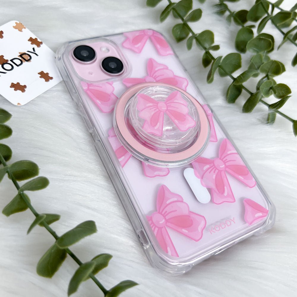 Pink Fluffy Ribbon Magsafe Phone Case and Phone Grip - KODDY