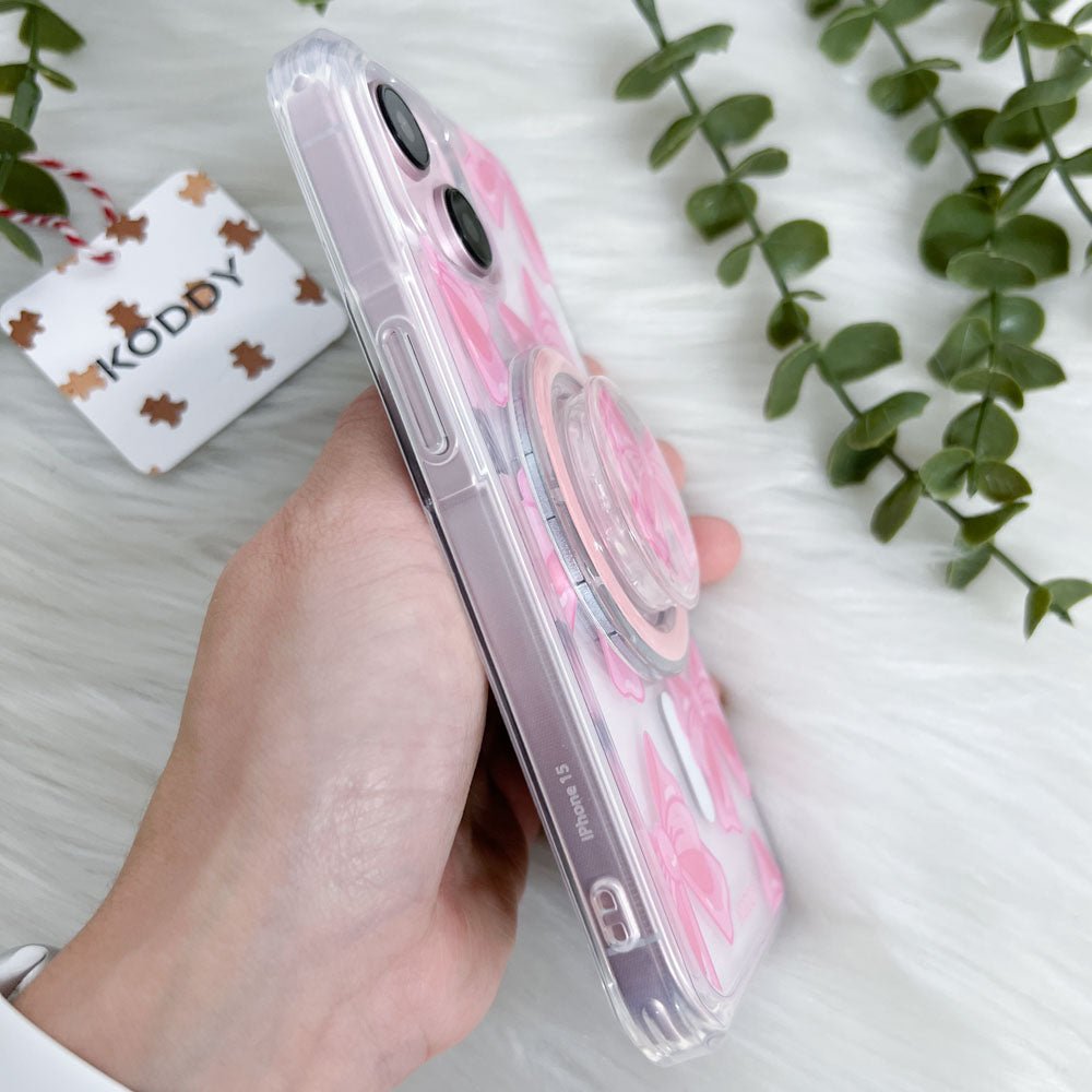 Pink Fluffy Ribbon Magsafe Phone Case and Phone Grip - KODDY