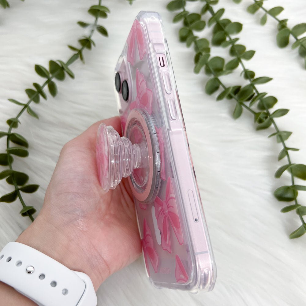 Pink Fluffy Ribbon Magsafe Phone Case and Phone Grip - KODDY