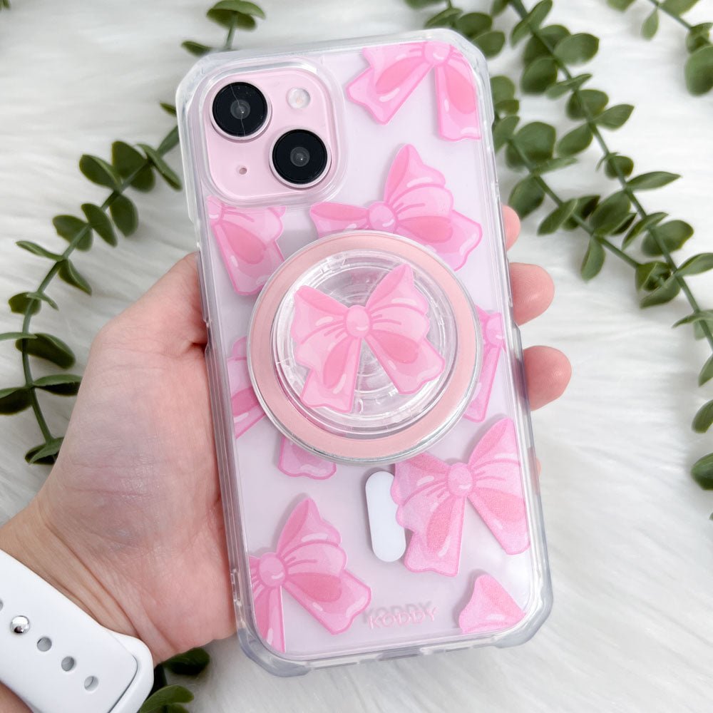 Pink Fluffy Ribbon Magsafe Phone Case and Phone Grip - KODDY