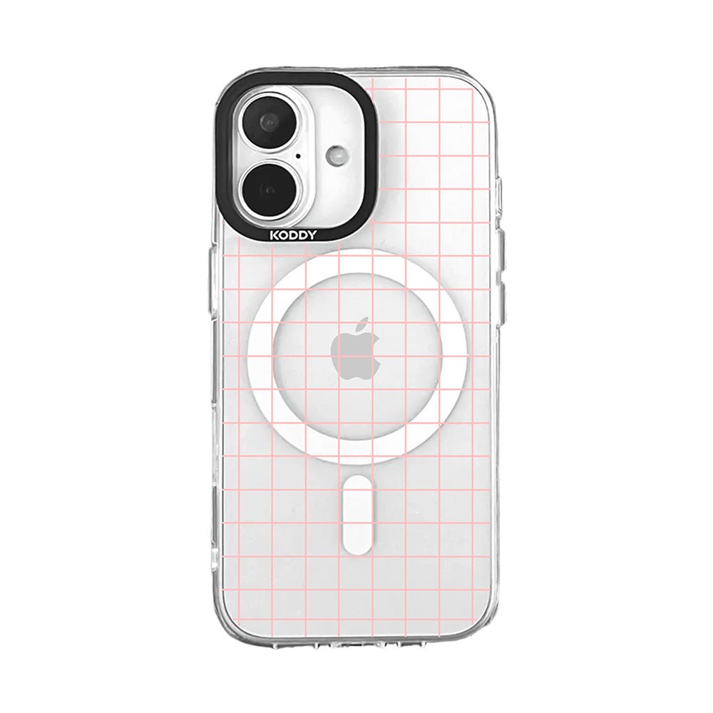 Pink Grid Design Clear iPhone Case - KODDY