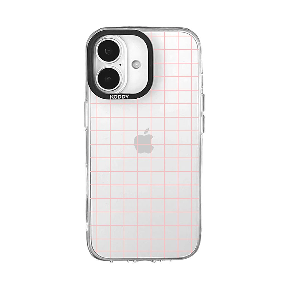 Pink Grid Design Clear iPhone Case - KODDY
