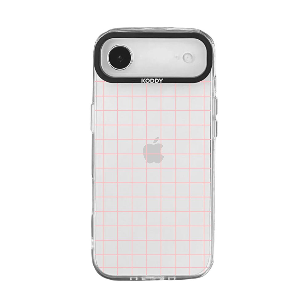 Pink Grid Design Clear iPhone Case - KODDY